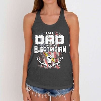 Electrician Dad Design On Back Of Clothing Women's Knotted Racerback Tank