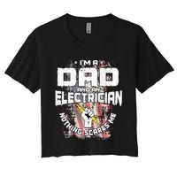 Electrician Dad Design On Back Of Clothing Women's Crop Top Tee