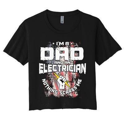 Electrician Dad Design On Back Of Clothing Women's Crop Top Tee