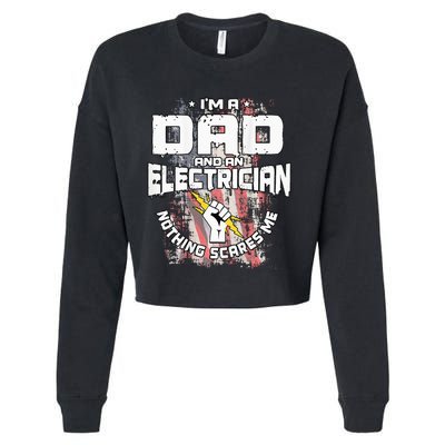 Electrician Dad Design On Back Of Clothing Cropped Pullover Crew