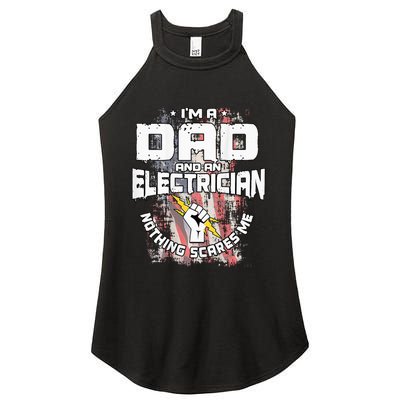 Electrician Dad Design On Back Of Clothing Women's Perfect Tri Rocker Tank