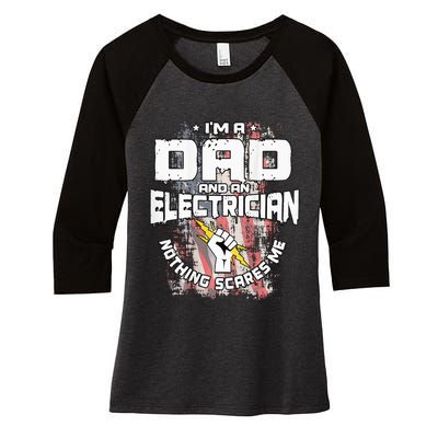 Electrician Dad Design On Back Of Clothing Women's Tri-Blend 3/4-Sleeve Raglan Shirt