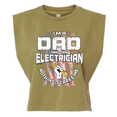 Electrician Dad Design On Back Of Clothing Garment-Dyed Women's Muscle Tee