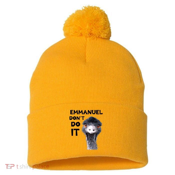 Emmanuel Don't Do It Viral Emu Pom Pom 12in Knit Beanie
