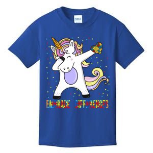 Embrace Differences Dabbing Unicorn Autism Awareness Gift Kids T-Shirt