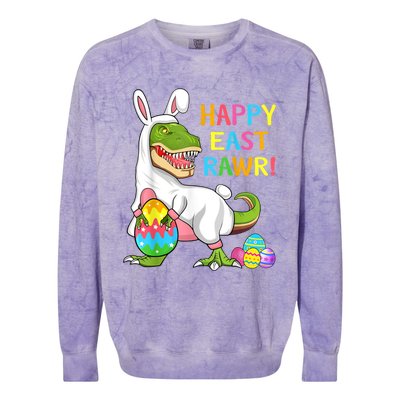 Easter Day Dinosaur Funny Happy Eastrawr T Rex Easter Colorblast Crewneck Sweatshirt