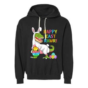 Easter Day Dinosaur Funny Happy Eastrawr T Rex Easter Garment-Dyed Fleece Hoodie