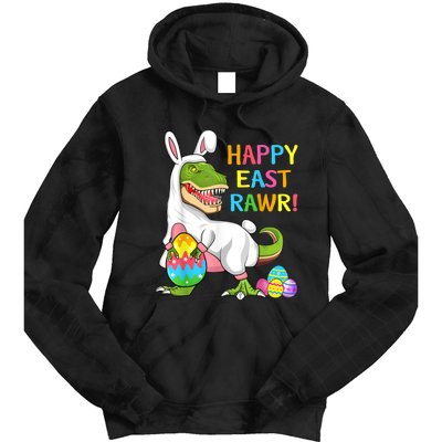 Easter Day Dinosaur Funny Happy Eastrawr T Rex Easter Tie Dye Hoodie