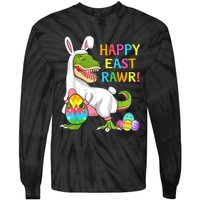 Easter Day Dinosaur Funny Happy Eastrawr T Rex Easter Tie-Dye Long Sleeve Shirt