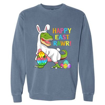 Easter Day Dinosaur Funny Happy Eastrawr T Rex Easter Garment-Dyed Sweatshirt