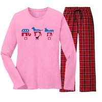 Elephant Dog Donkey Choose My Dog Would Do A Better Job Women's Long Sleeve Flannel Pajama Set 