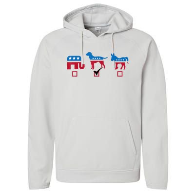 Elephant Dog Donkey Choose My Dog Would Do A Better Job Performance Fleece Hoodie