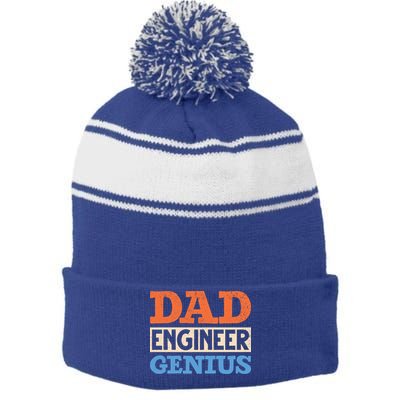 Engineer Dads Dad Engineer Genius Engineering Dad Gift Stripe Pom Pom Beanie