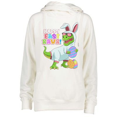 Easter Day Dinosaur Funny Happy Eastrawr T Rex Easter Womens Funnel Neck Pullover Hood