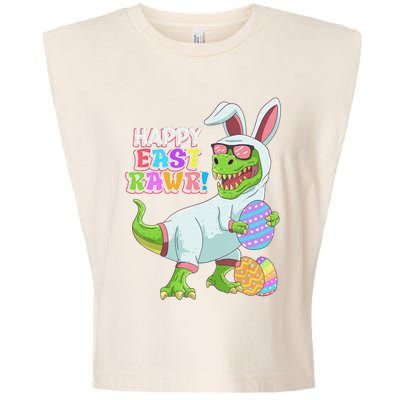 Easter Day Dinosaur Funny Happy Eastrawr T Rex Easter Garment-Dyed Women's Muscle Tee