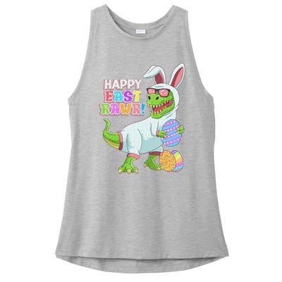 Easter Day Dinosaur Funny Happy Eastrawr T Rex Easter Ladies PosiCharge Tri-Blend Wicking Tank