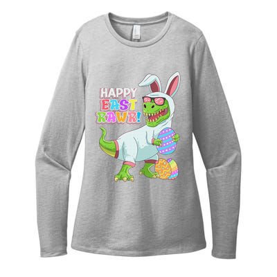 Easter Day Dinosaur Funny Happy Eastrawr T Rex Easter Womens CVC Long Sleeve Shirt