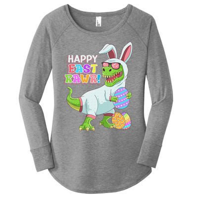 Easter Day Dinosaur Funny Happy Eastrawr T Rex Easter Women's Perfect Tri Tunic Long Sleeve Shirt