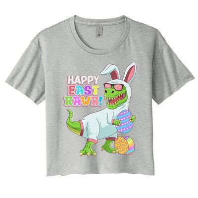 Easter Day Dinosaur Funny Happy Eastrawr T Rex Easter Women's Crop Top Tee