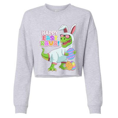 Easter Day Dinosaur Funny Happy Eastrawr T Rex Easter Cropped Pullover Crew