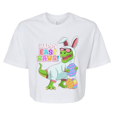 Easter Day Dinosaur Funny Happy Eastrawr T Rex Easter Bella+Canvas Jersey Crop Tee