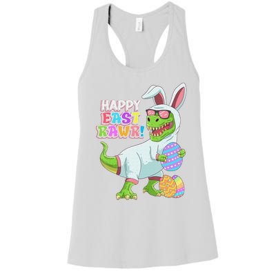 Easter Day Dinosaur Funny Happy Eastrawr T Rex Easter Women's Racerback Tank