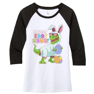 Easter Day Dinosaur Funny Happy Eastrawr T Rex Easter Women's Tri-Blend 3/4-Sleeve Raglan Shirt