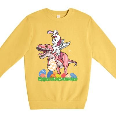 Easter Day Dinosaur Unicorn Bunny Ears Easter Eggs Gift Premium Crewneck Sweatshirt