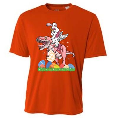 Easter Day Dinosaur Unicorn Bunny Ears Easter Eggs Gift Cooling Performance Crew T-Shirt