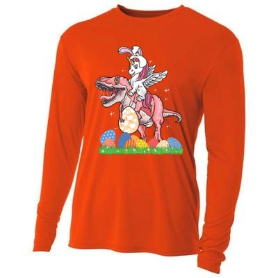 Easter Day Dinosaur Unicorn Bunny Ears Easter Eggs Gift Cooling Performance Long Sleeve Crew