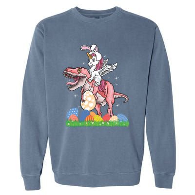 Easter Day Dinosaur Unicorn Bunny Ears Easter Eggs Gift Garment-Dyed Sweatshirt