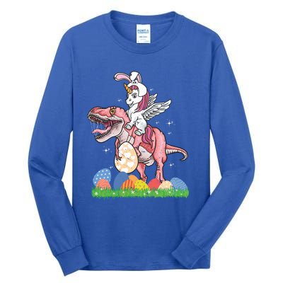 Easter Day Dinosaur Unicorn Bunny Ears Easter Eggs Gift Tall Long Sleeve T-Shirt