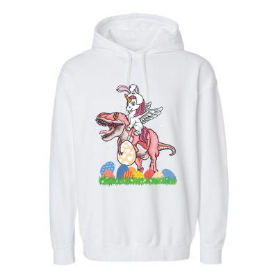 Easter Day Dinosaur Unicorn Bunny Ears Easter Eggs Gift Garment-Dyed Fleece Hoodie