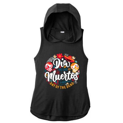 El Dia De Los Muertos Day Of The Dead Skull Sambrero Guitar Ladies PosiCharge Tri-Blend Wicking Draft Hoodie Tank