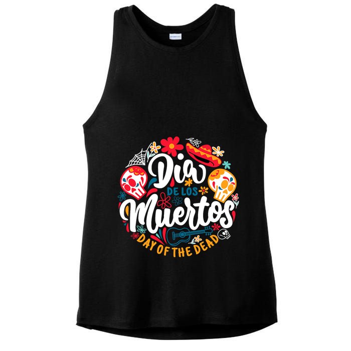 El Dia De Los Muertos Day Of The Dead Skull Sambrero Guitar Ladies PosiCharge Tri-Blend Wicking Tank