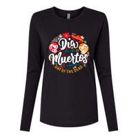 El Dia De Los Muertos Day Of The Dead Skull Sambrero Guitar Womens Cotton Relaxed Long Sleeve T-Shirt