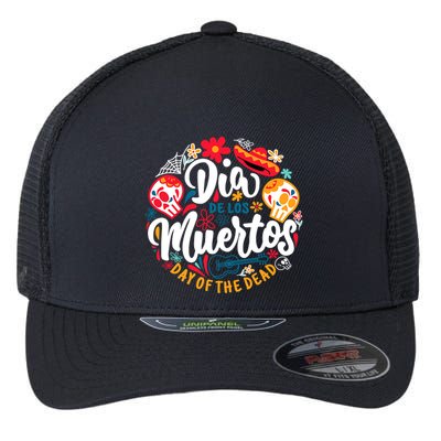 El Dia De Los Muertos Day Of The Dead Skull Sambrero Guitar Flexfit Unipanel Trucker Cap