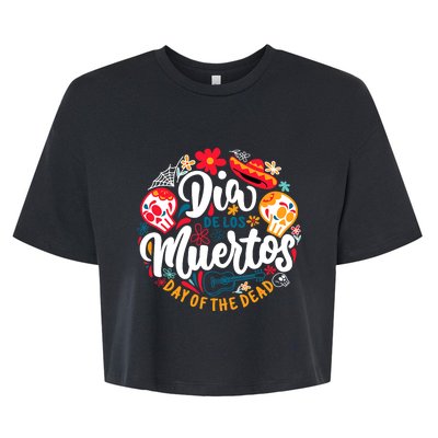 El Dia De Los Muertos Day Of The Dead Skull Sambrero Guitar Bella+Canvas Jersey Crop Tee