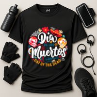 El Dia De Los Muertos Day Of The Dead Skull Sambrero Guitar Cooling Performance Crew T-Shirt