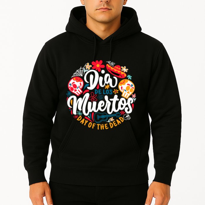 El Dia De Los Muertos Day Of The Dead Skull Sambrero Guitar Hoodie