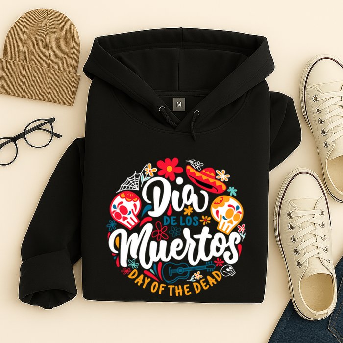 El Dia De Los Muertos Day Of The Dead Skull Sambrero Guitar Hoodie