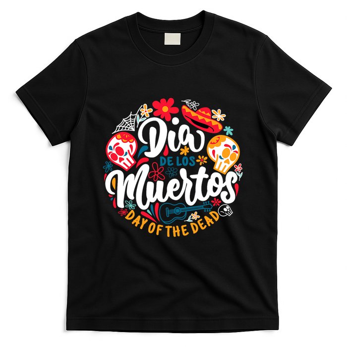 El Dia De Los Muertos Day Of The Dead Skull Sambrero Guitar T-Shirt