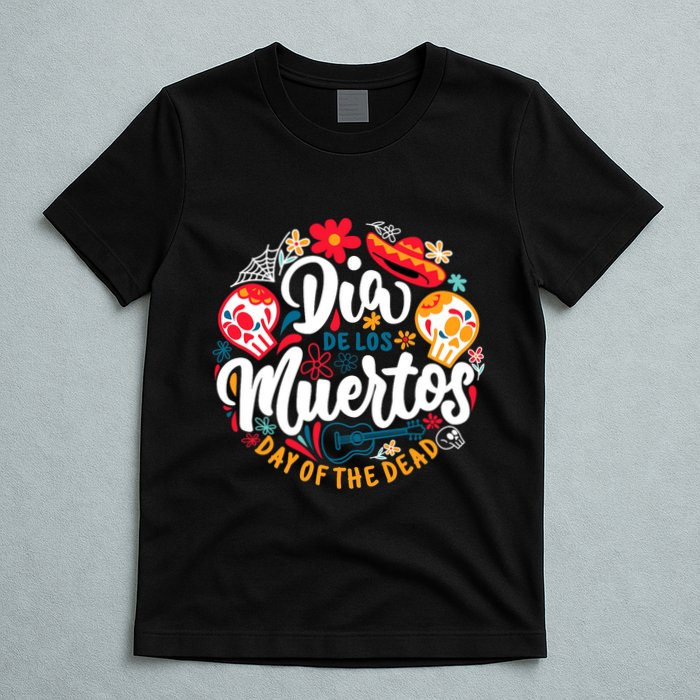 El Dia De Los Muertos Day Of The Dead Skull Sambrero Guitar T-Shirt