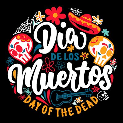 El Dia De Los Muertos Day Of The Dead Skull Sambrero Guitar T-Shirt