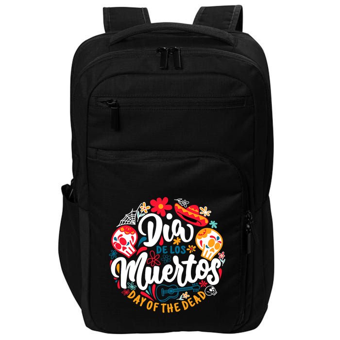 El Dia De Los Muertos Day Of The Dead Skull Sambrero Guitar Impact Tech Backpack