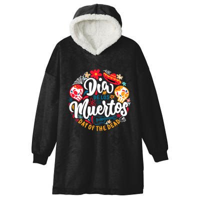 El Dia De Los Muertos Day Of The Dead Skull Sambrero Guitar Hooded Wearable Blanket