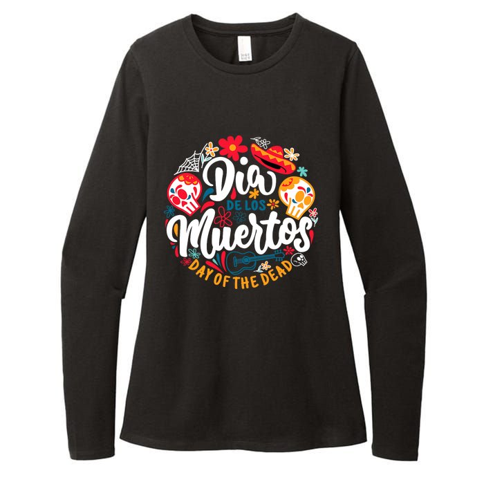 El Dia De Los Muertos Day Of The Dead Skull Sambrero Guitar Womens CVC Long Sleeve Shirt