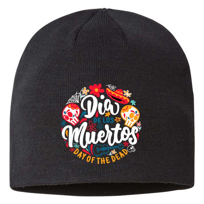 El Dia De Los Muertos Day Of The Dead Skull Sambrero Guitar Sustainable Beanie