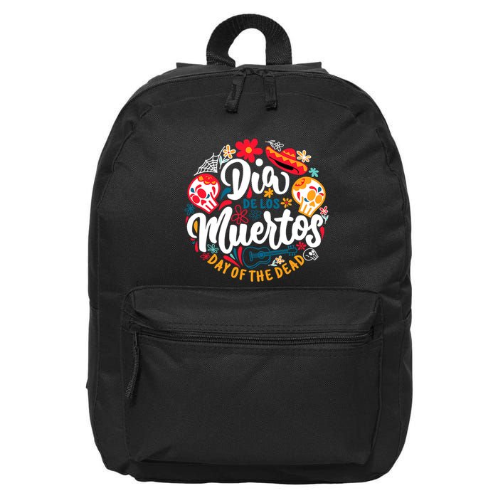 El Dia De Los Muertos Day Of The Dead Skull Sambrero Guitar 16 in Basic Backpack