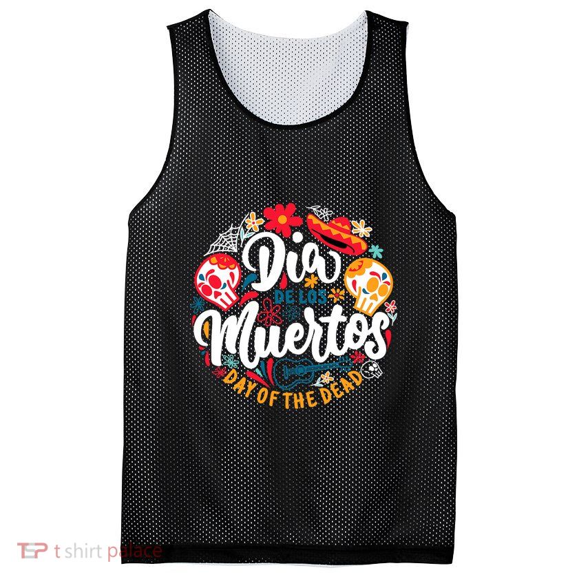 El Dia De Los Muertos Day Of The Dead Skull Sambrero Guitar Mesh Reversible Basketball Jersey Tank